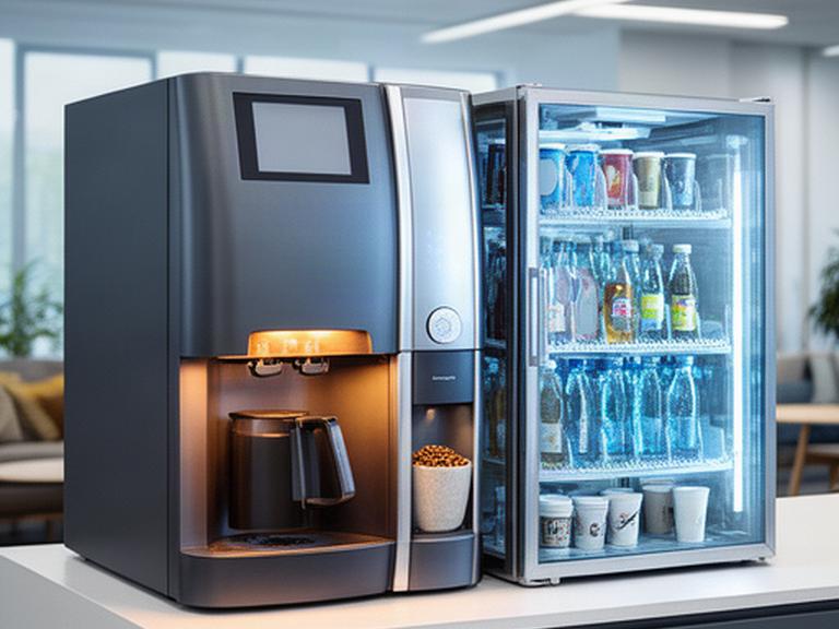 Macchine per caffè e bibite fredde affiancate in una zona ristoro aziendale